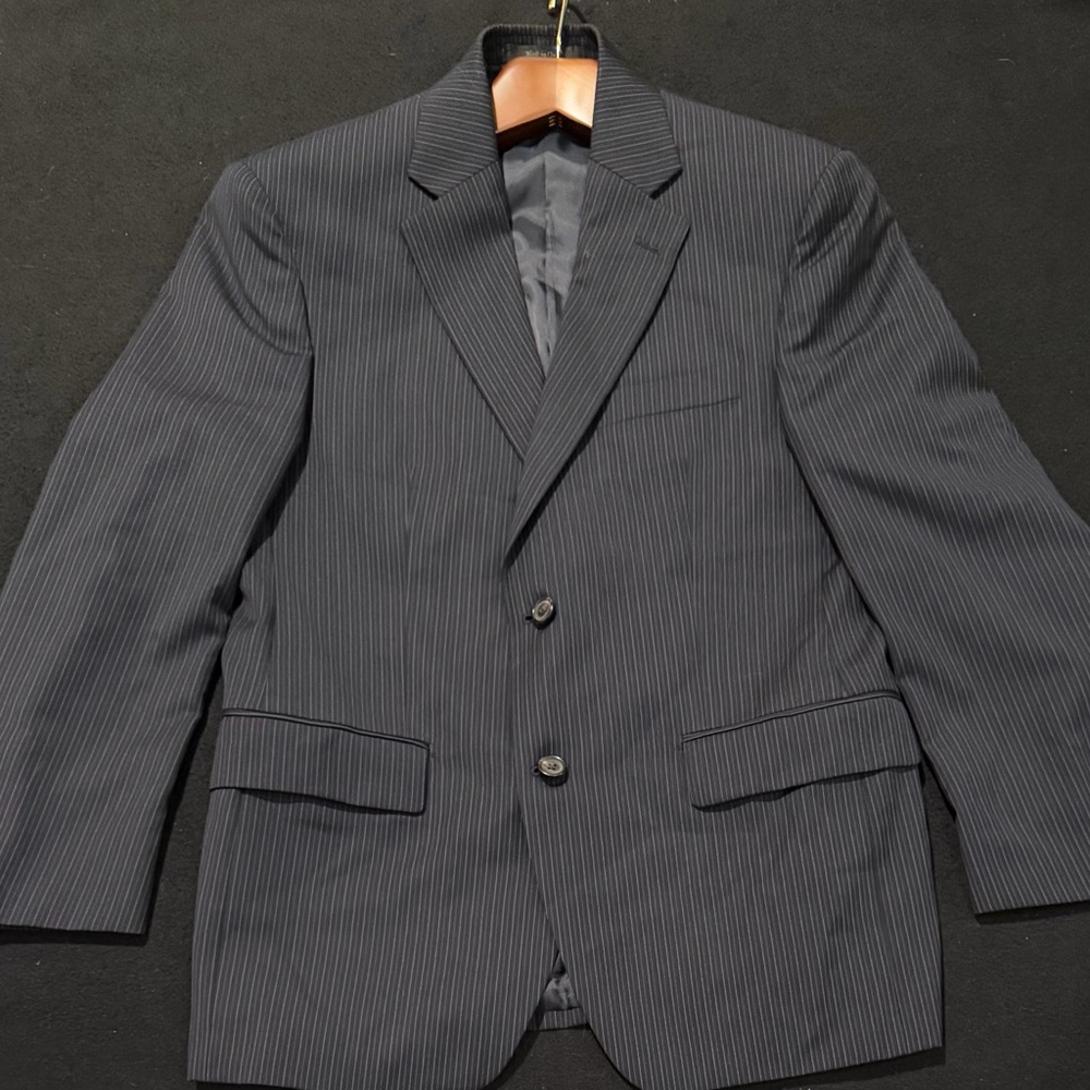 Lauren Ralph Lauren Wool‎ Blazer Mens 38s Black W/ Grey Pinstripe